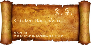 Kriston Hasszán névjegykártya